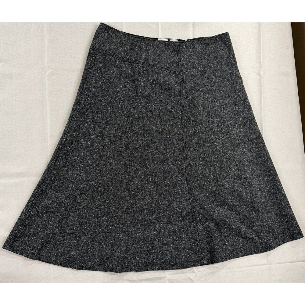 Anne Klein Womens Gray Flecked Flat Front Flared Midi A-Line Skirt Size 10